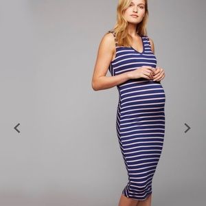 Striped sleeveless maternity dress